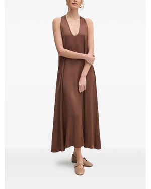 Fracomina V-Neck Tie-Back Dress - Brown