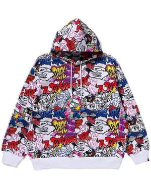 A Bathing Ape Graffiti-Pattern Hoodie - Red