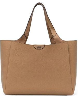 DKNY Pebbled Leather Logo-Plaque Tote Bag - Brown