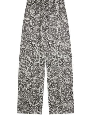 Dries Van Noten Floral-Pattern Pants - Gray