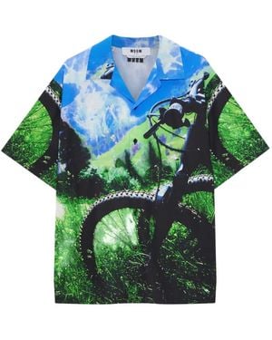 MSGM Chemise À Col Ouvert - Blue