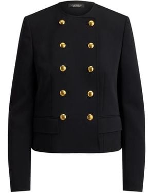 Ralph Lauren Double-Breasted Sablé Crepe Jacket - Black