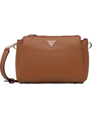 Guess Triangle-Logo Cross Body Bag - Brown