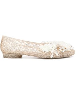 HEAVENLY JELLY Glitter-Embellished Flat Court Shoes - Natural