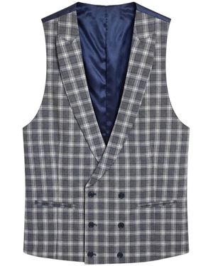 ROBERTO VINCENTI Check-Pattern Waistcoat - Blue