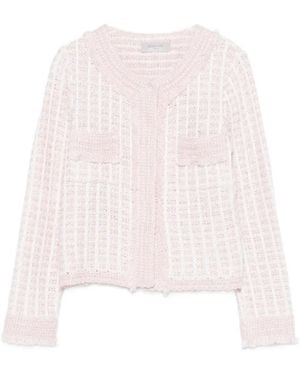 Charlott Fringed-Detail Pocket Cardigan - White