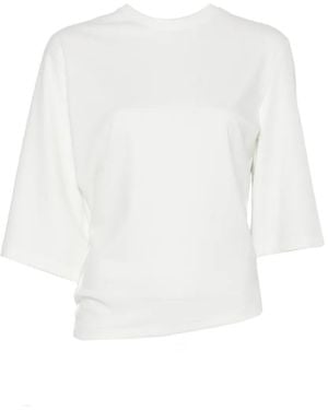 ELEH Draped Short-Sleeve Jumper - White