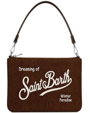 MC2 Saint Barth Bolso De Hombro Parisienne De Pana Con Logo Bordado - Marrón