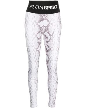 Philipp Plein Snake-Print Cotton Leggings - Grey
