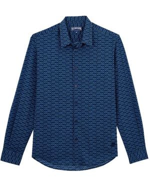 Vilebrequin Fishnet-Print Cotton Shirt - Blue