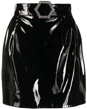 Philipp Plein Patent Mini Skirt - Black