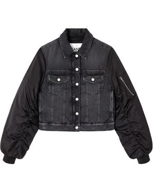 Ganni Buttoned Denim Jacket - Black