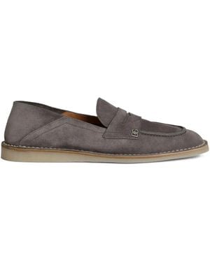 Dolce & Gabbana Logo-Plaque Penny Loafers - Grey