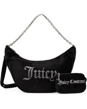 Juicy Couture Crystal-Embellished Chain-Link Shoulder Bag - Black