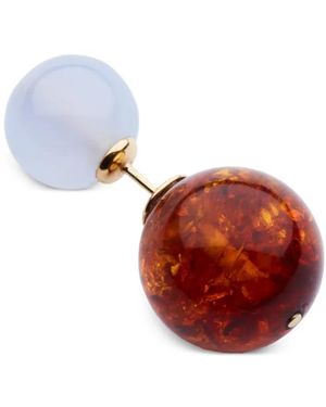 Luminous 27 Bolas Duo Chalcedony And Amber Earring - Red