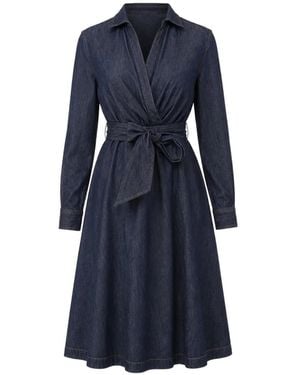 Ralph Lauren Belted Wrap Mdi Dress - Blue