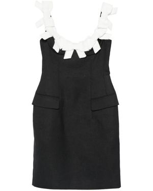 ShuShu/Tong Bow-Embellished Flap-Pocket Mini Dress - Black