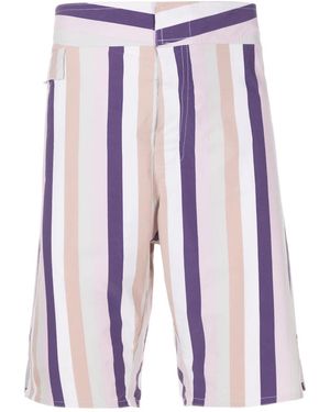 Amir Slama Striped Mid-Rise Bermuda Shorts - Blue