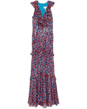 Saloni Robe Longue Rita À Volants - Violet