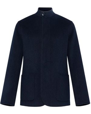Yves Salomon Wool Cashmere High-Neck Blazer - Blue