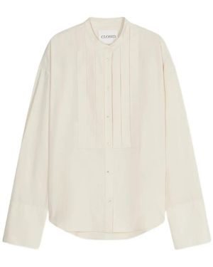 Closed Pleated Bib-Front Shirt - White