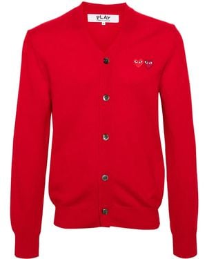 COMME DES GARÇONS PLAY Double-Heart Wool Cardigan - Red