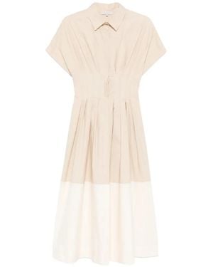 Antonelli Pleated Colour-Block Midi Dress - White