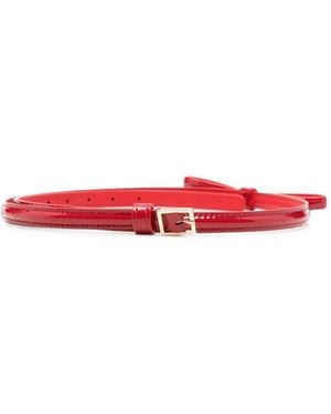 Plan C Bow-Detail Patent-Leather Belt - Red