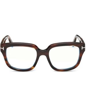 Tom Ford Square-Frame Logo-Detail Glasses - Brown