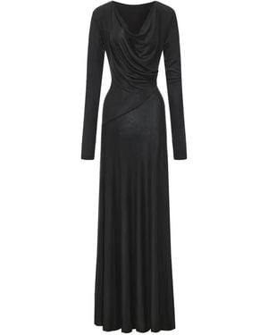 ili node Lucia Draped Long-Sleeve Maxi Dress - Black