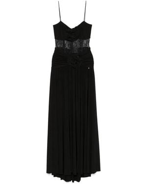 Nissa Floral-Appliqué Maxi Dress - Black