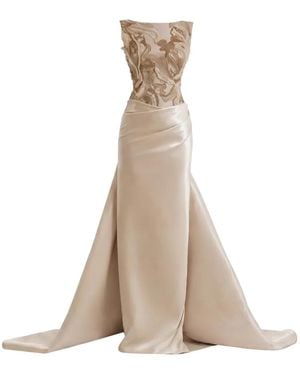 Gemy Maalouf Embroidered Draped Dress - Natural