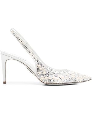 Rene Caovilla 80Mm Pearl-Embellished Pumps - White