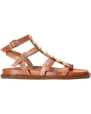 Kotris Sandals Stone-Embellished Buckle Sandals - Brown