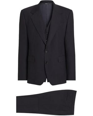 Dolce & Gabbana Single-Breasted Sicilia Light Pinstripe Wool Suit - Blue
