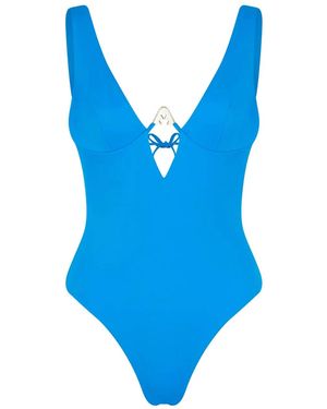 Let's Swim Shark Logo ワンピース水着 - ブルー