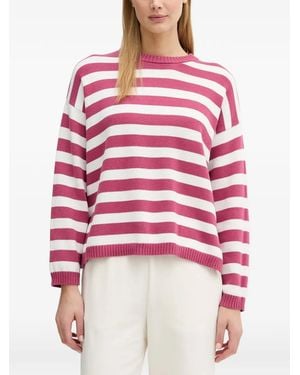 Benetton Striped Side-Slit Jumper - Red