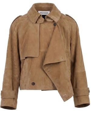 Monse Cascade-Panel Suede Jacket - Brown