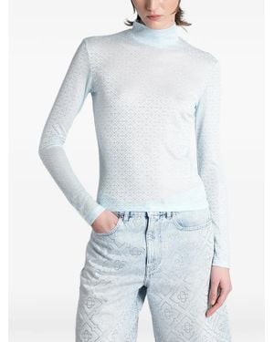 CASABLANCA Monogram-Pattern High-Neck Top - Blue