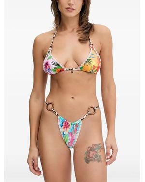 Banana Moon Cricozania Luhani Floral-Print Leopard-Print Bikini - Blue
