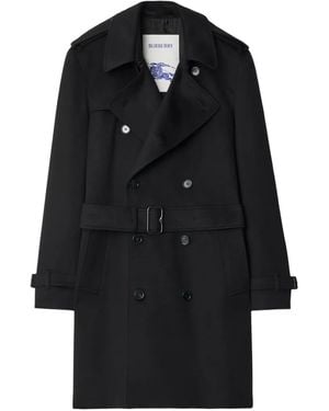 Burberry Manteau Croisé En Cachemire À Taille Ceinturée - Noir