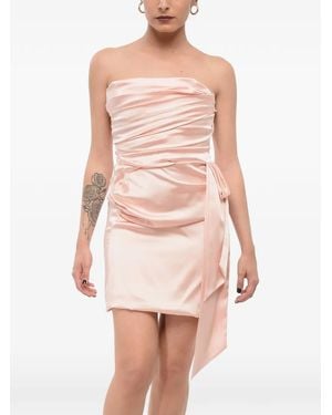 Halpern Draped-Detailing Strapless-Design Mini Dress - Pink
