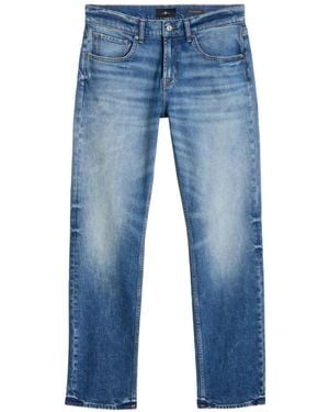 7 For All Mankind The Straight Porch Logo-Patch Jeans - Blue