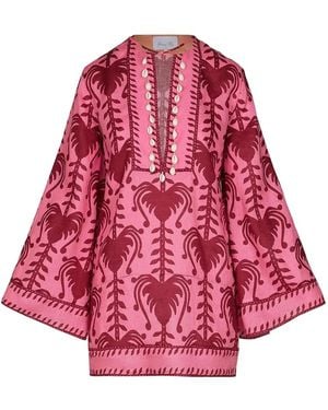 Johanna Ortiz Tuniek Verfraaid Met Schelpen En Print - Rood