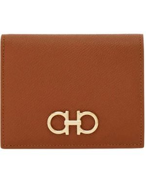 Ferragamo Gancini Buckle Compact Wallet - Braun