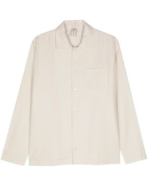 Another Aspect Cutaway-Collar Raw-Silk Shirt - White