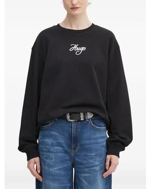 HUGO Logo-detail sweatshirt - Negro