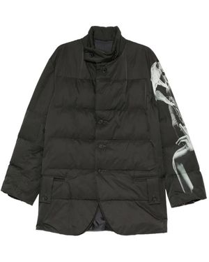 Yohji Yamamoto Veste À Imprimé Graphique Et Matelassage Horizontal - Black