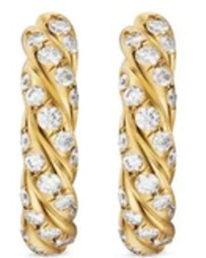 David Yurman Diamond Pavé Hoop Earrings - Metallic