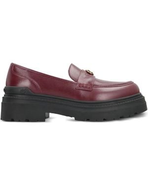 Pinko Mia Leather Platform Loafers - Purple